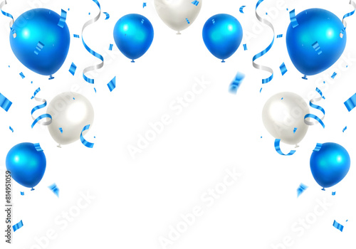 Celebration party banner with Blue color balloons background. Sale Vector illustration. Birthday, Holiday,