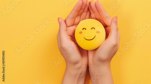 The Hands Holding a Smiley Ball photo
