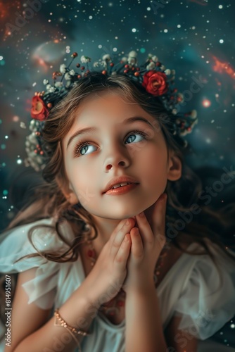 charming and adorable little girl dressed in a dream fashion