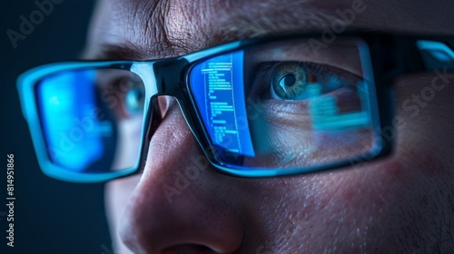 Man with Data-Reflective Glasses