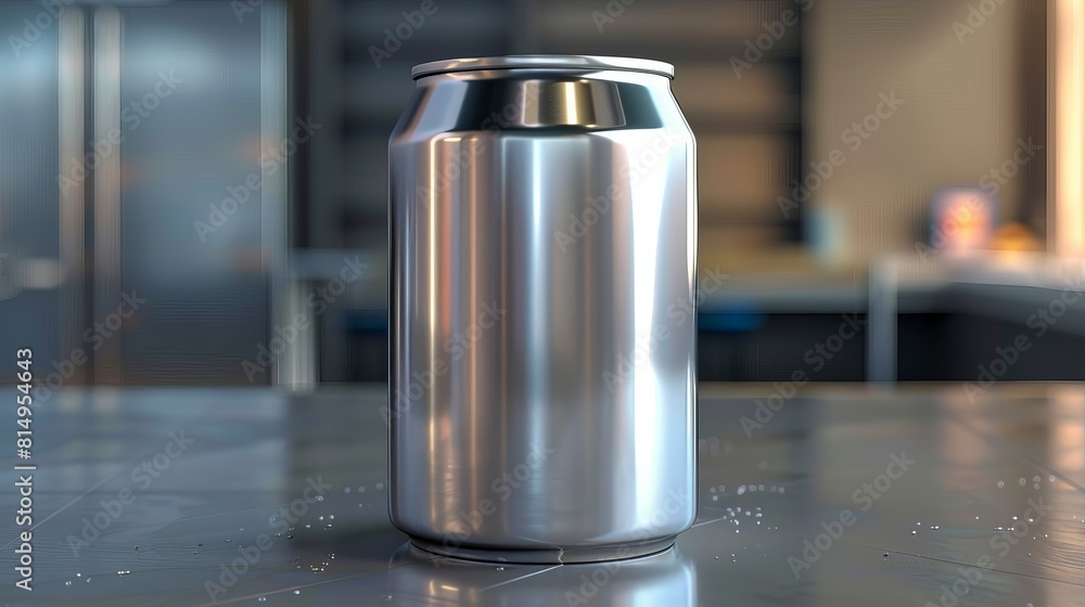 This 3D rendering presents a mockup view of a metal can, providing a versatile template for various designs. This 3D rendering presents a mockup view of a metal can, providing a versatile template for various designs.