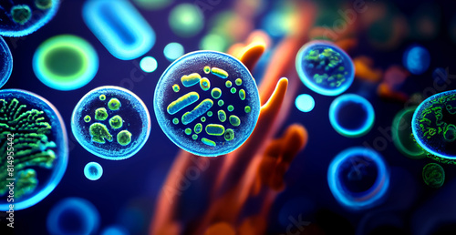 Attack of viruses, bacteria, mold spores fungi, pollen, dust,microorganisms airborne. Air hygiene, cleaning dirty, concepts for cleaning web, pharmaceutical industry banner photo