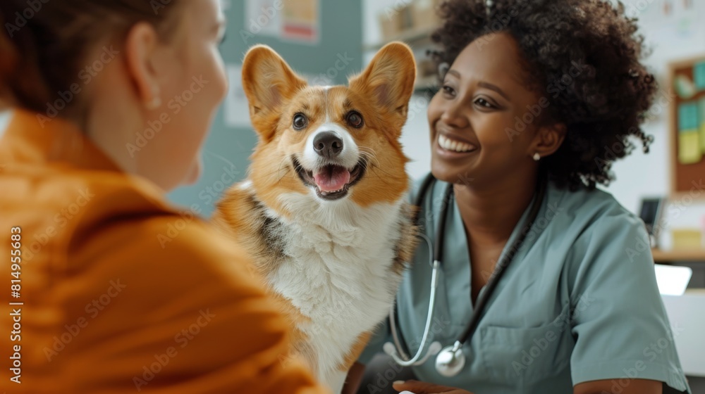 Veterinarian Consulting Happy Pet Owner