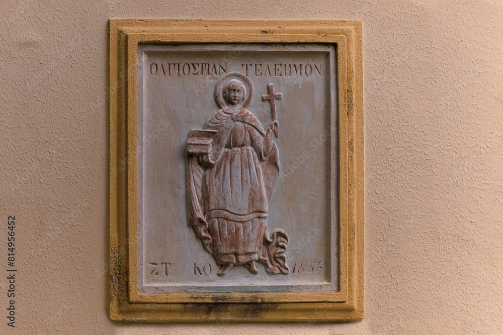 elements of architectural decorations of buildings, religious sculptures and icons, on the streets in Georgia, Batumi in public places. elements of architectural decorations of buildings, religious sculptures and icons, on the streets in Georgia, Batumi in public places.