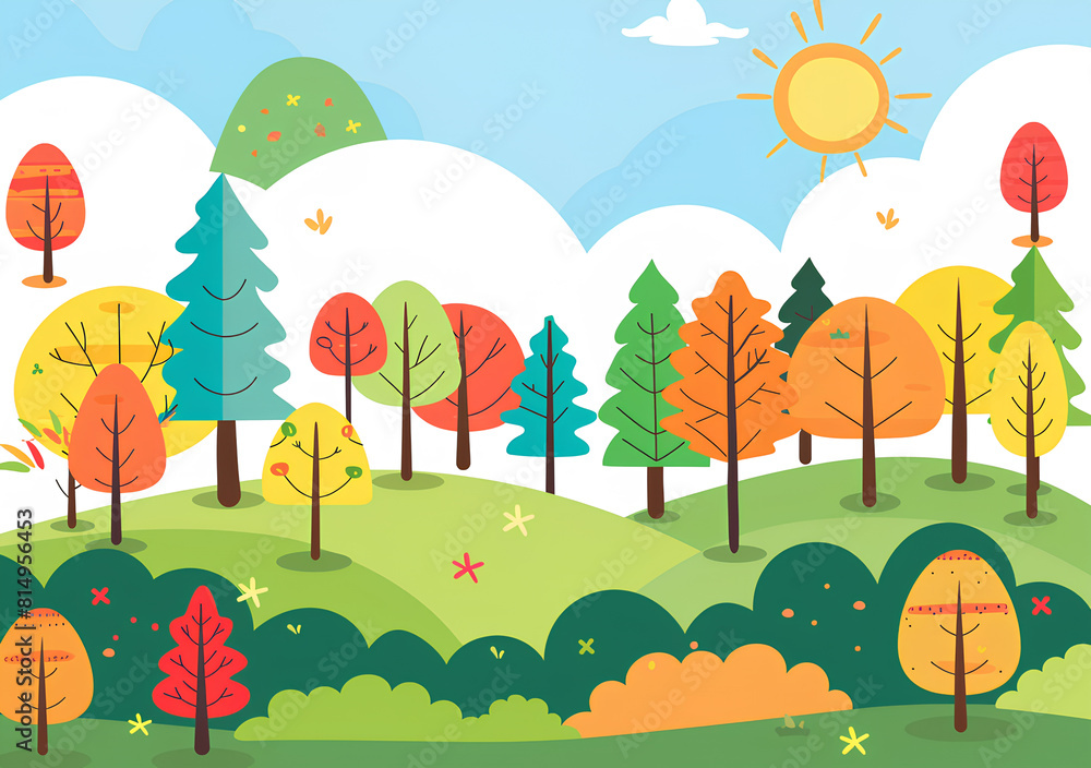 Naklejka premium autumn landscape with trees