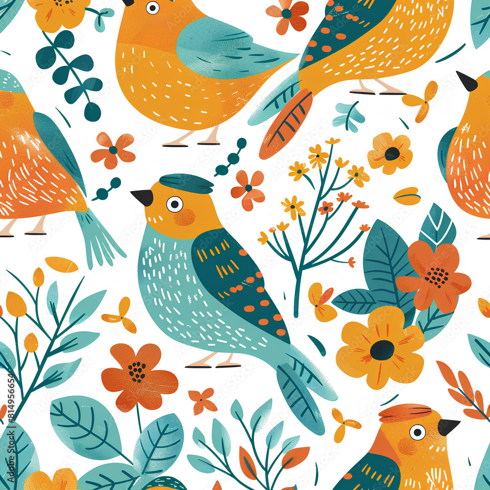seamless pattern with birds and flowers seamless pattern with birds and flowers