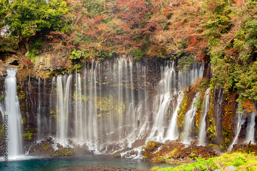 Shiraito waterfall scenery in autumn  Japan