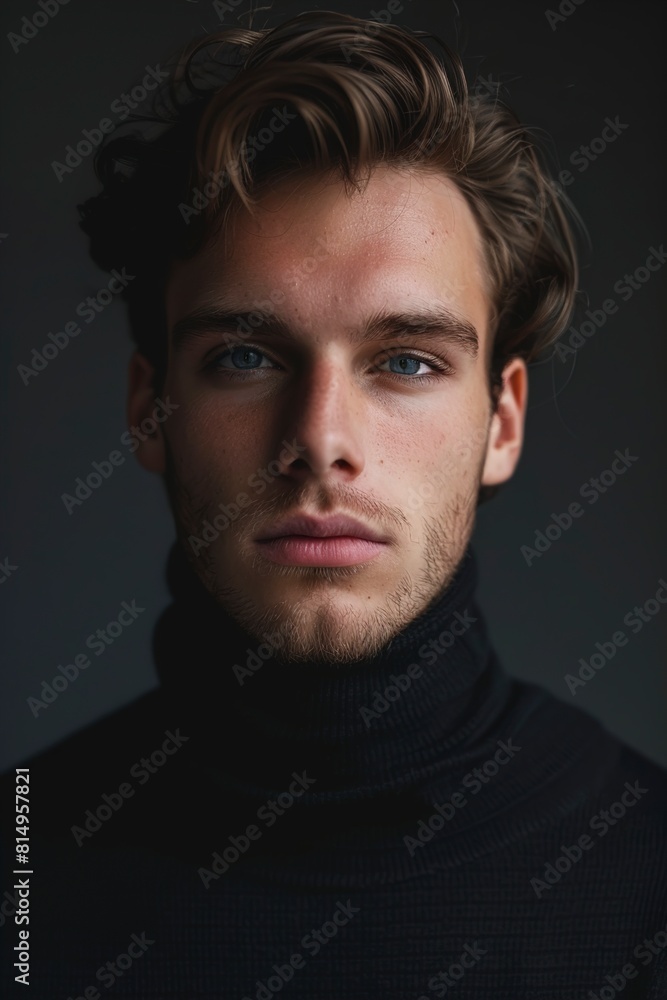 Portrait of confident young man wearing black