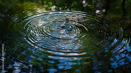 Mesmerizing Concentric Ripples Reflecting the Calm Surface of a Tranquil Pond or Lake