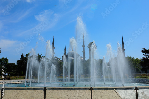 Elements of architectural decorations, fountains and taps for drinking water, decorative fountains in reservoirs. In Istanbul, public places.