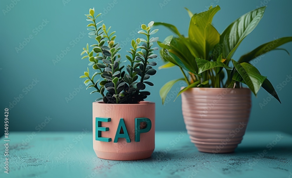 Obraz premium Employee assistance program EAP sign on wooden cubes,Disability benefits