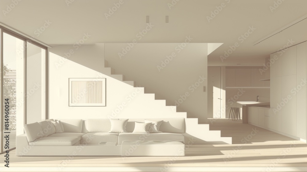 A minimalist Scandinavian-style interior with a white corner sofa near a fireplace, showcasing clean lines and a bright, airy space. A minimalist Scandinavian-style interior with a white corner sofa near a fireplace, showcasing clean lines and a bright, airy space.