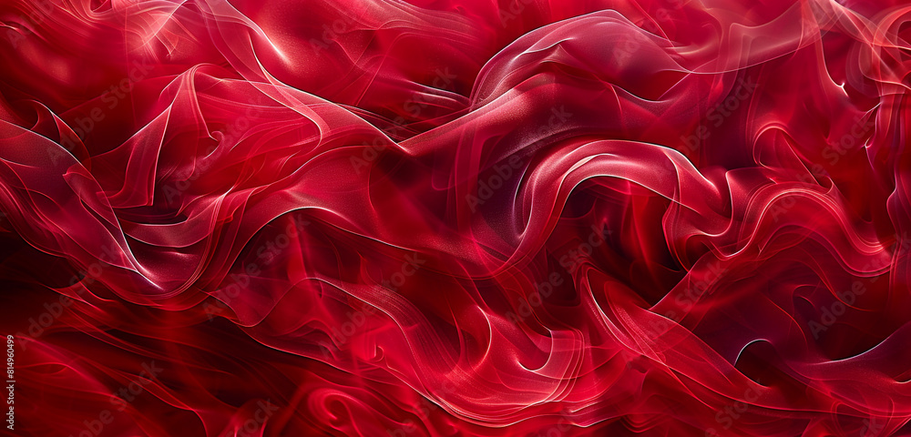 Obraz premium Love and desire reflected in the shimmering passionate intensity of ruby red smoke.