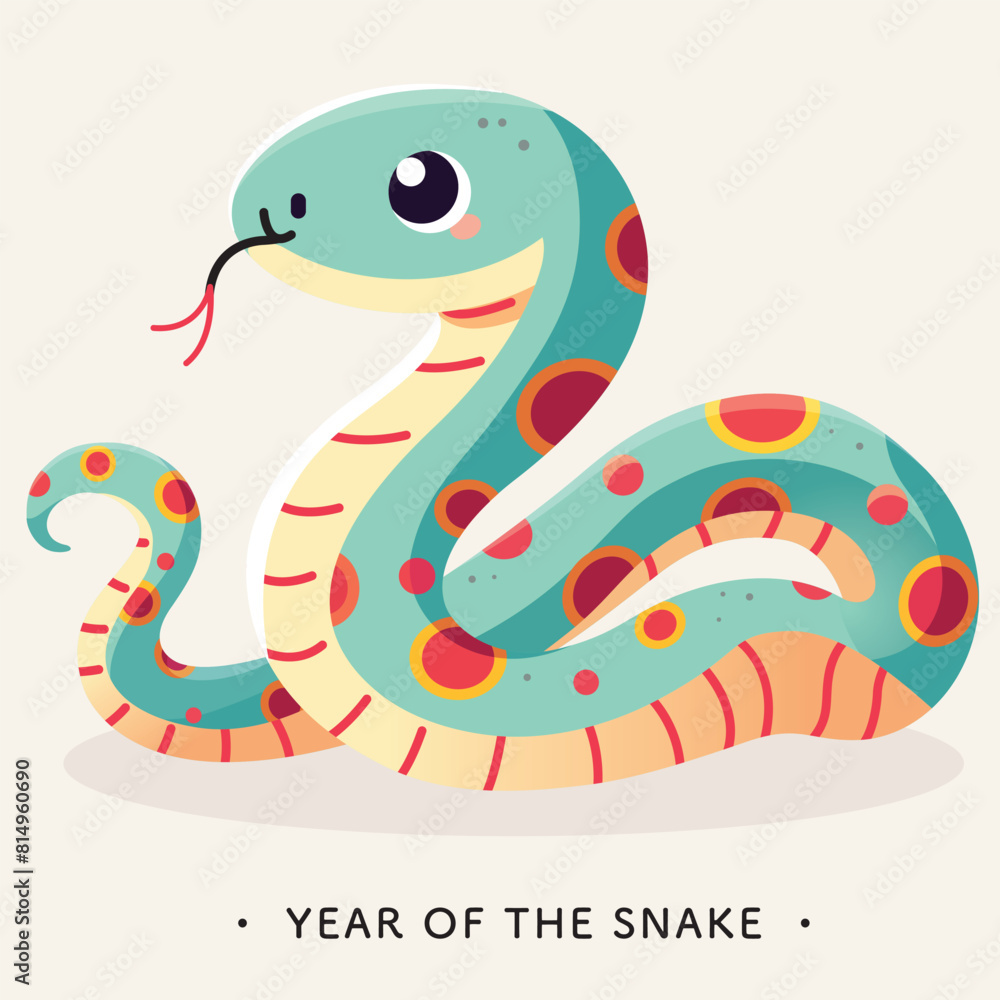 Fototapeta premium Year of the snake, flat art vector design