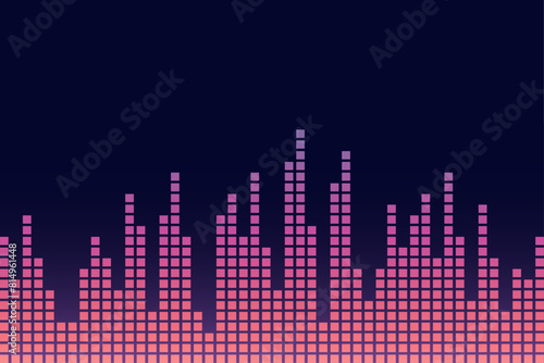 Audio frequency equalizer background. Sound wave bars. Retro vector illustration.