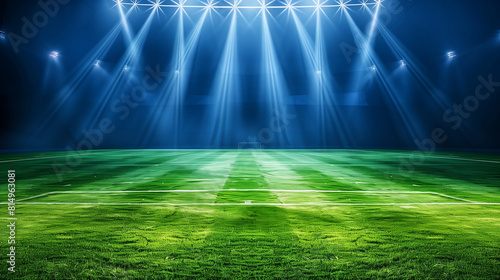 Football soccer grass field stadium with light for outdoor sport.