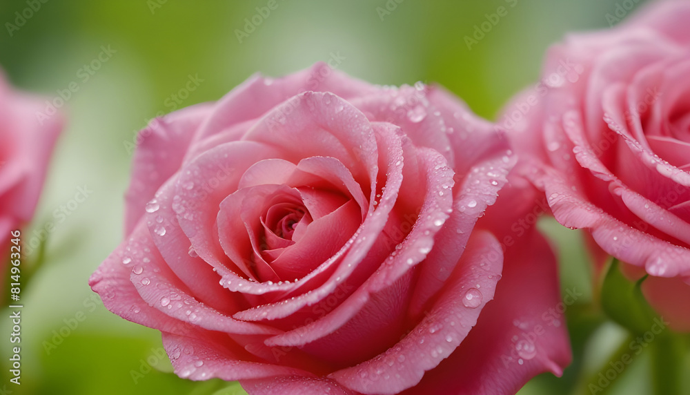 close up beautiful Dew roses blurred background. generative AI close up beautiful Dew roses blurred background. generative AI