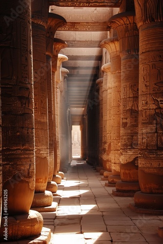 Sunlit Hypostyle Hall at Karnak Temple Luxor Egypt photo