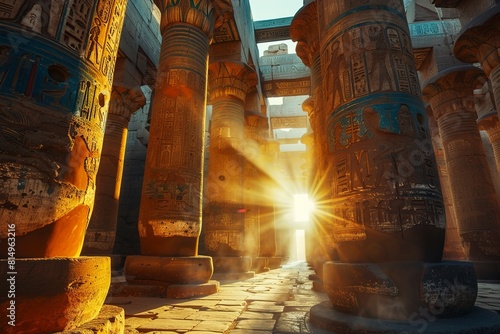 Sunlit Hypostyle Hall at Karnak Temple Luxor Egypt photo