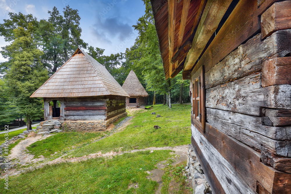 Amazing summer scene of traditional romanian peasant houses. Amazing summer scene of traditional romanian peasant houses.