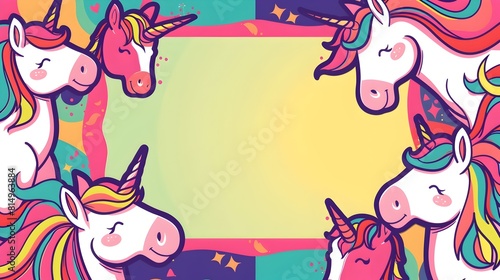 Whimsical Unicorn Parade in a Vibrant Kaleidoscopic Wonderland Enchanting Digital Bursting with Magical Color and Pattern