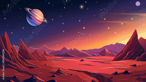 Fototapeta Naklejka Na Ścianę i Meble -  Night space game background, Illustration