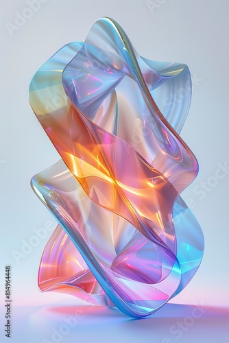 Three dimensional render of wavy prism illustration photo