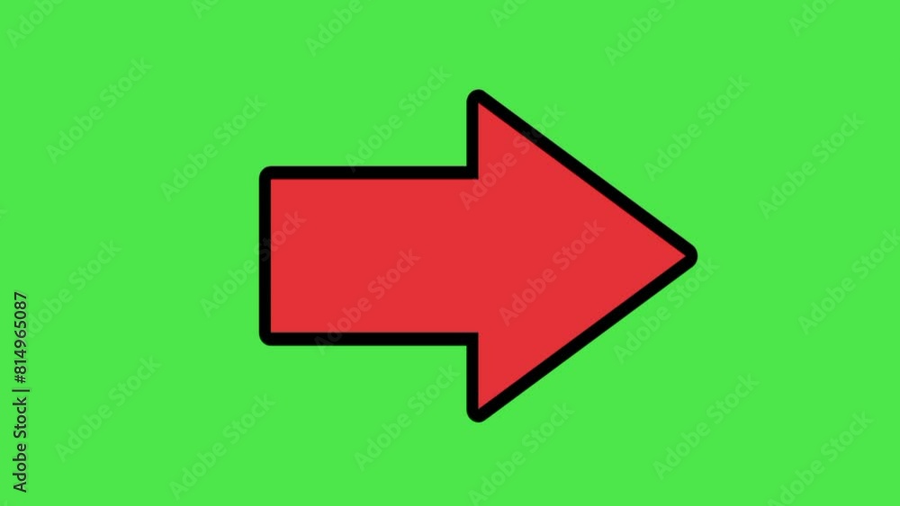 Red arrow sign symbol animation on green background. Arrow infographic pointing to the right 4K video. Red arrow sign symbol animation on green background. Arrow infographic pointing to the right 4K video.