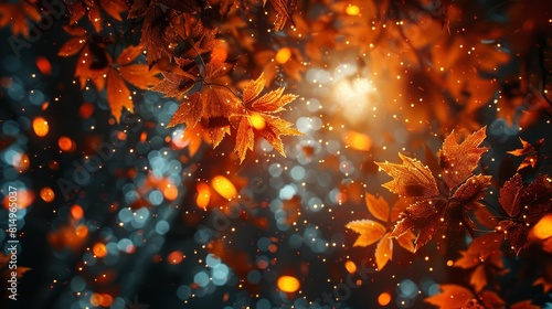  A tight shot of a tree  filled with lush leaves  in the foreground contrasting against a radiant backdrop of light