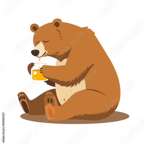 bear eating honey vector flat minimalistic isolated illustration on white background