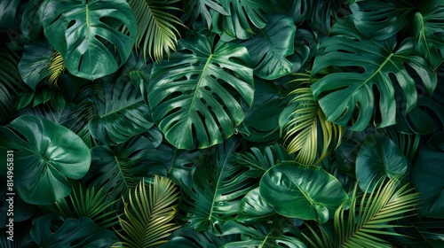  A tight shot of a wall adorned with a cluster of green leaves  featuring a central green plant