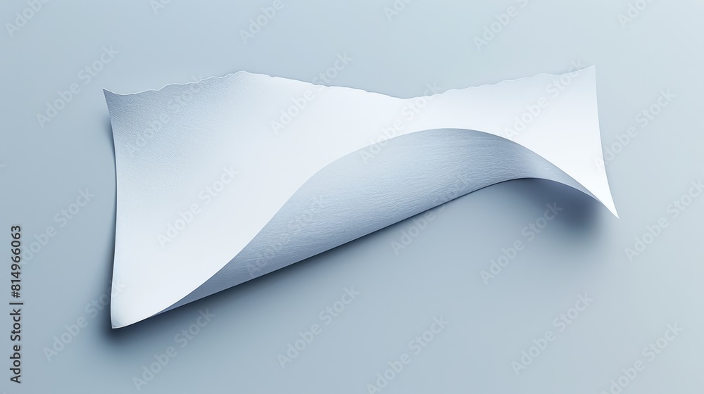 A curved white paper shape against a gray backdrop, featuring a folded edge A curved white paper shape against a gray backdrop, featuring a folded edge