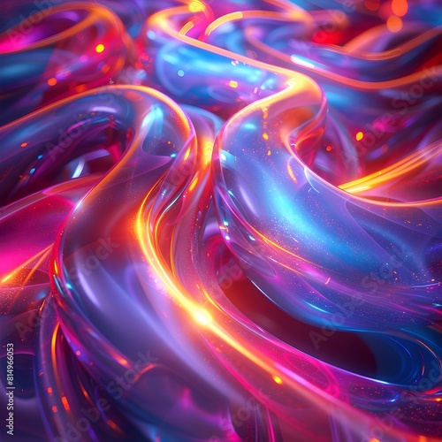 Mesmerizing Neon Hued 3D Swirls and Fluid Curves in a Surreal Digital Artwork Display