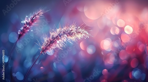  A close-up of a plant with a blurred background of lights and a blurred foreground of lights