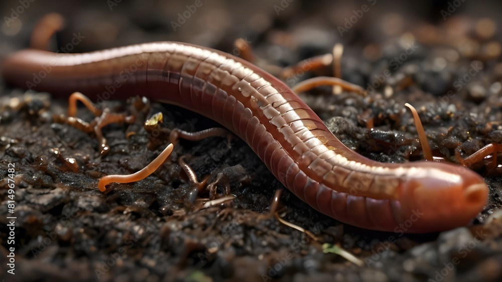 close up of a worm on the ground