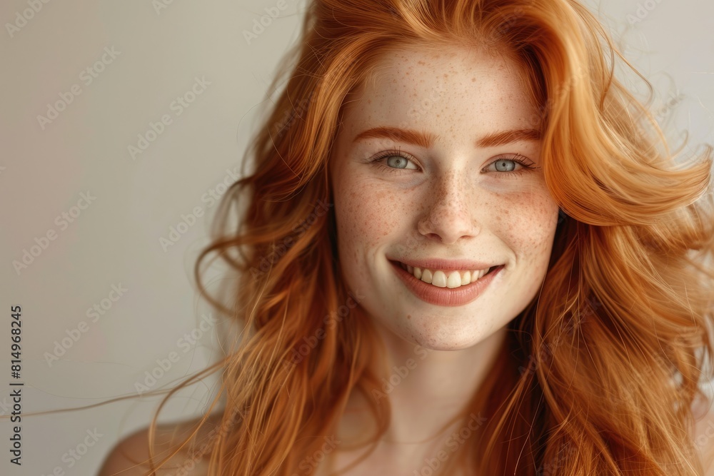 Hair Woman. Attractive Caucasian Woman with Ginger Hair in Beauty Portrait Hair Woman. Attractive Caucasian Woman with Ginger Hair in Beauty Portrait