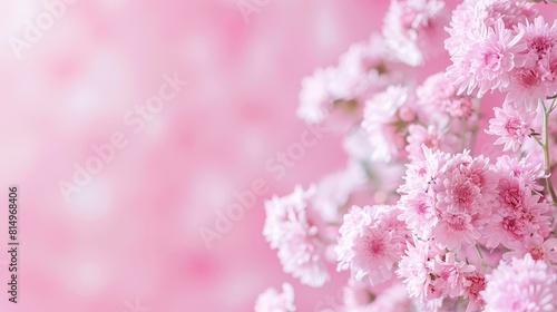  A tight shot of a cluster of pink blossoms against a soft pink backdrop  lightly blurring the petals