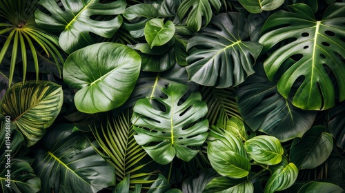  A tight shot of verdant leaves clustered together atop a bed of similar foliage and greenery