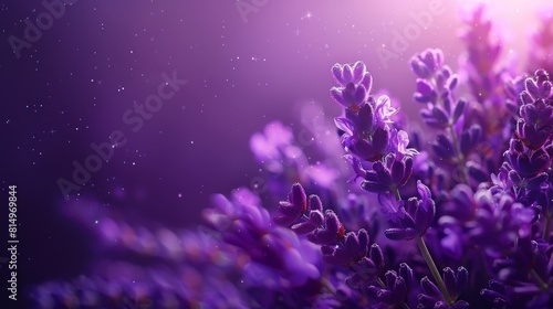  A tight shot of lavender blooms against a deep purple backdrop  surrounded by a star-studded night sky