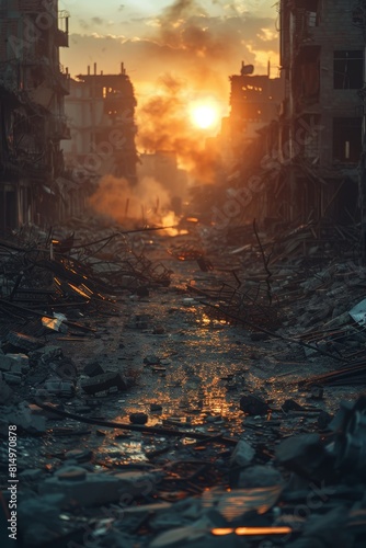 Destroyed City  Natural Disaster  After War.