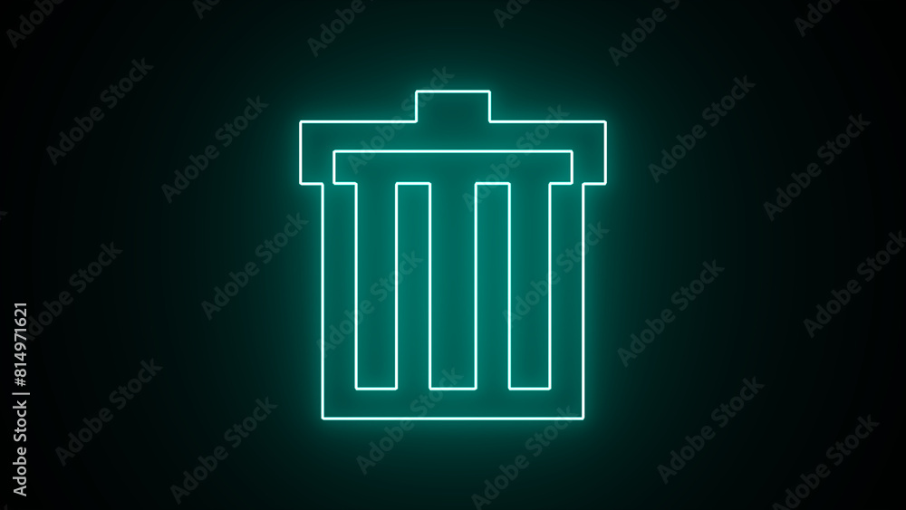 Neon flat graphic design for the delete or trash can icon. Icon of a recycle bin. Stylish flat design dustbin icon. garbage can, trash can, and trash bin icon Neon flat graphic design for the delete or trash can icon. Icon of a recycle bin. Stylish flat design dustbin icon. garbage can, trash can, and trash bin icon