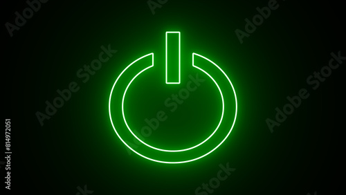 glowing green neon power icon button icons that are turned on and off buttons, power switch icons, energy switch sign, turn-off symbol, and shutdown energy icon
