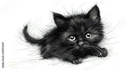 Cute black hand drawn cat sketch