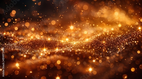 Golden sparkle waves abstract background
