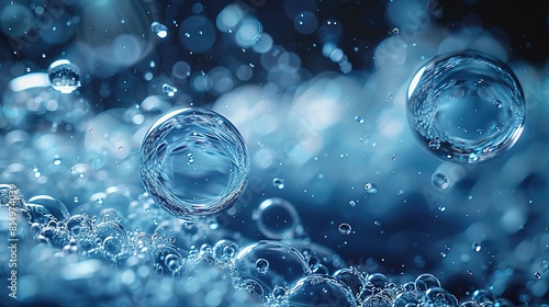 Wallpaper Mural blue water molecules background, Vector 3d illustration Torontodigital.ca