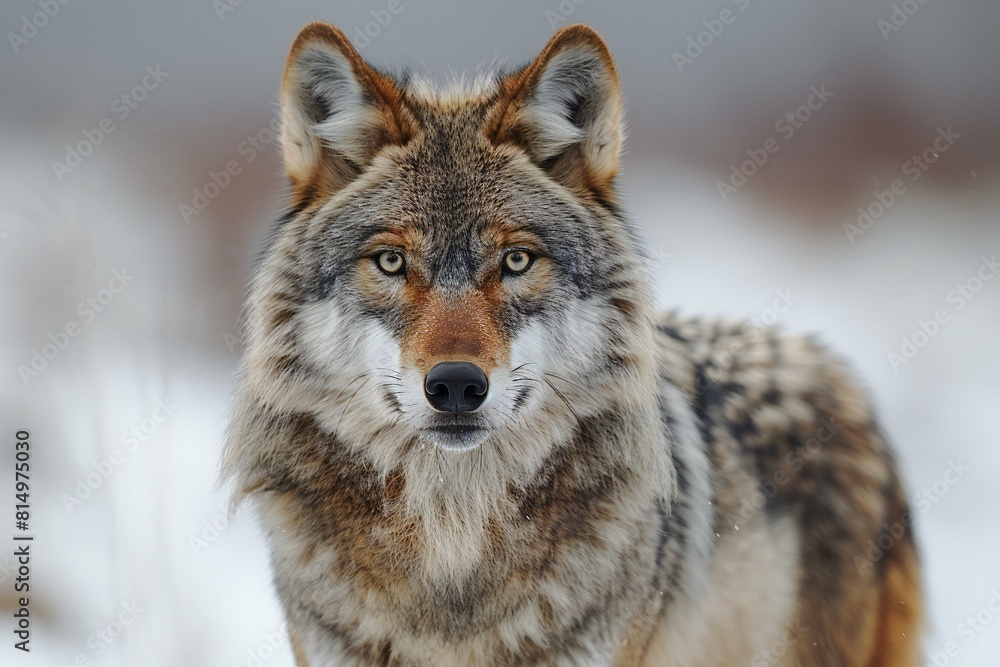 Gray wolf (Canis lupus) portrait in winter forest