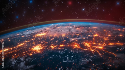 A vibrant display of city lights blankets the Earths surface against the backdrop of outer space.