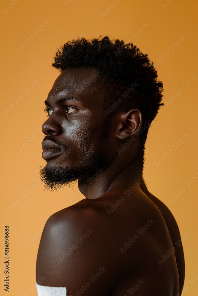 Obraz premium Vaccinated African Man Showing injured Arm