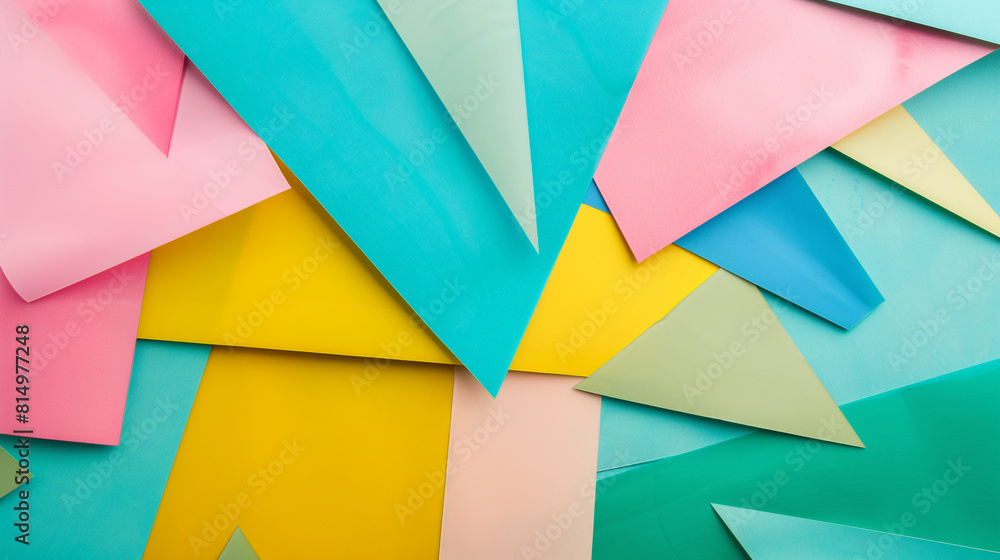 Obraz premium Colorful Paper Triangles on Vibrant Background