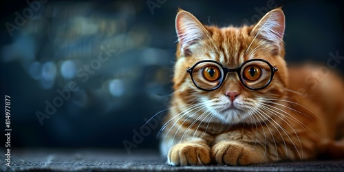 Persian Cat with Glasses: A Stylish and Playful Addition to Trendy Artwork. Concept Persian Cat, Glasses, Stylish, Playful, Trendy Artwork photo